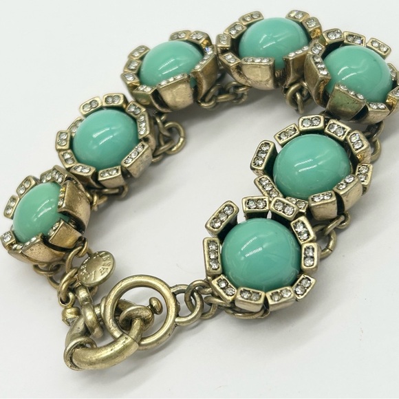 J. Crew Green Jeweled Link Bracelet - Picture 2 of 3